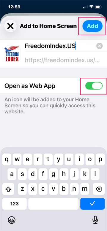 Screenshot of the iOS install process