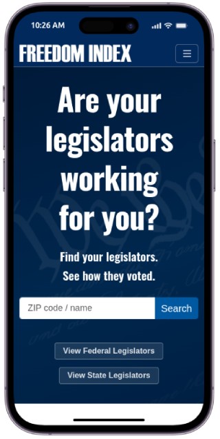 Freedom Index App home screen