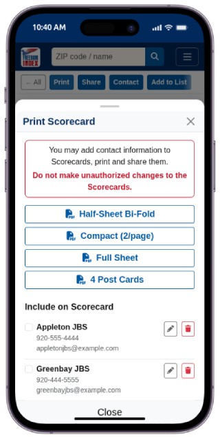 Freedom Index App legislator screen